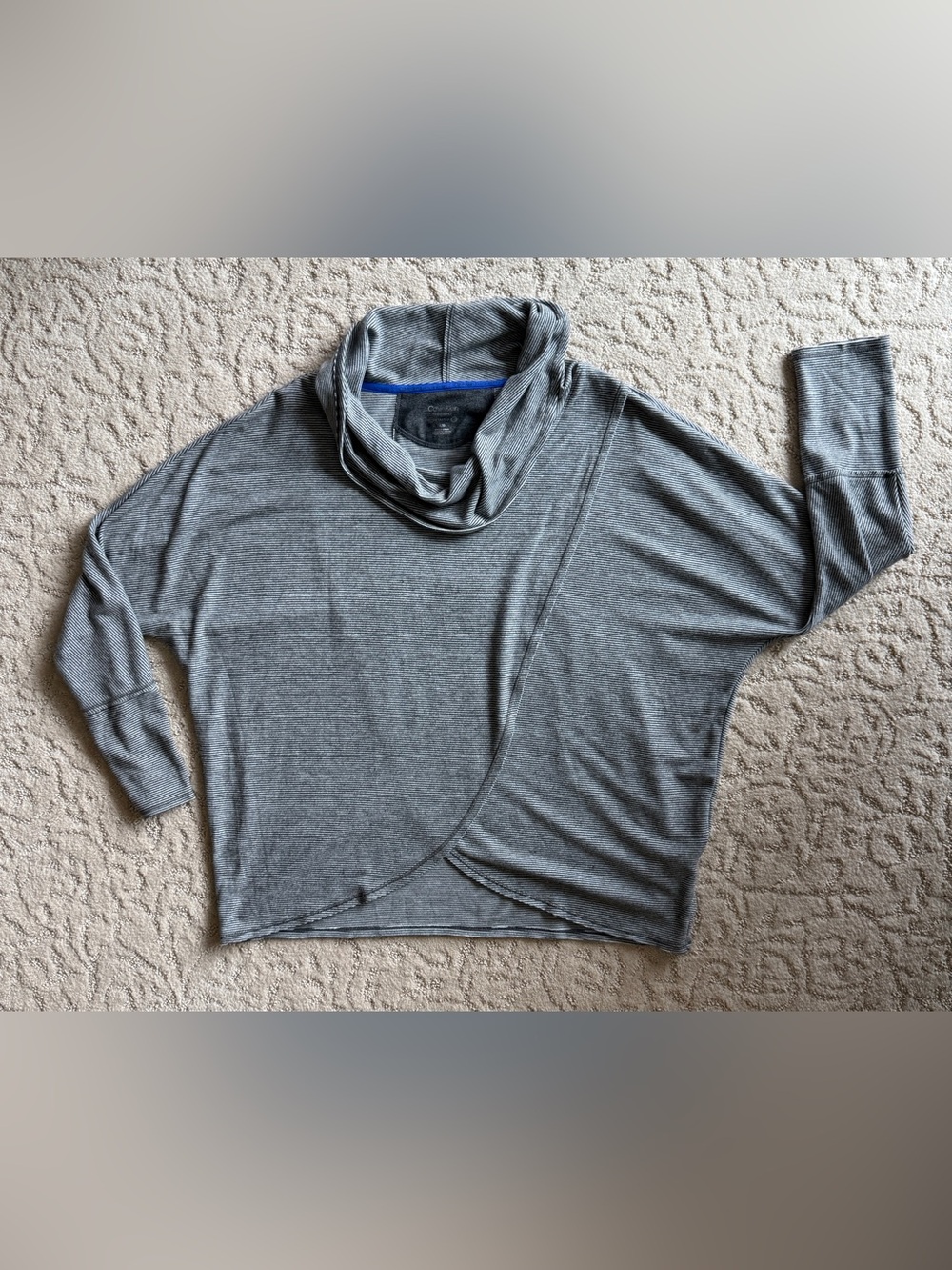 Calvin Klein Large Open Front Soft Gray Draped Cowl Neck Women's Sweater